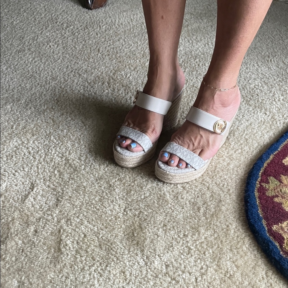 Michael Kors Cream Wedge Sandals